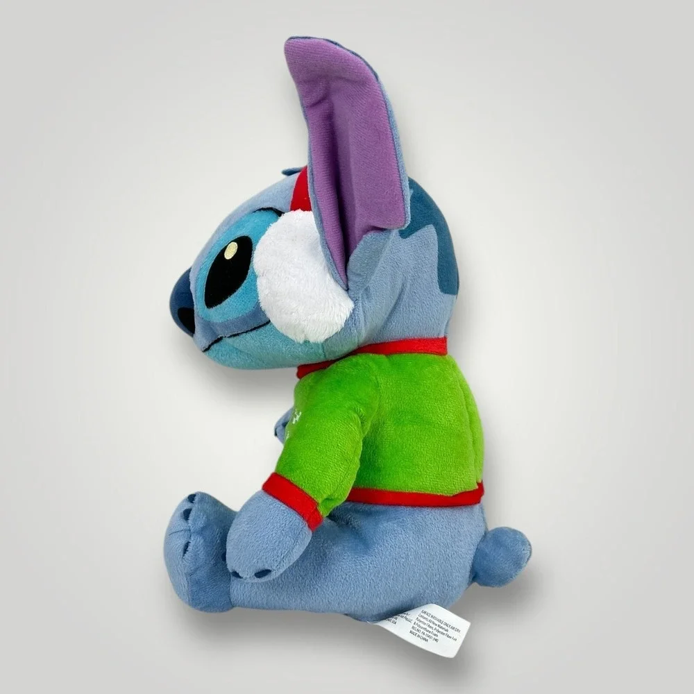 Disney Store Stitch Plush 12 Inch Green Holiday Sweater Christmas Stuffed Toy‎
